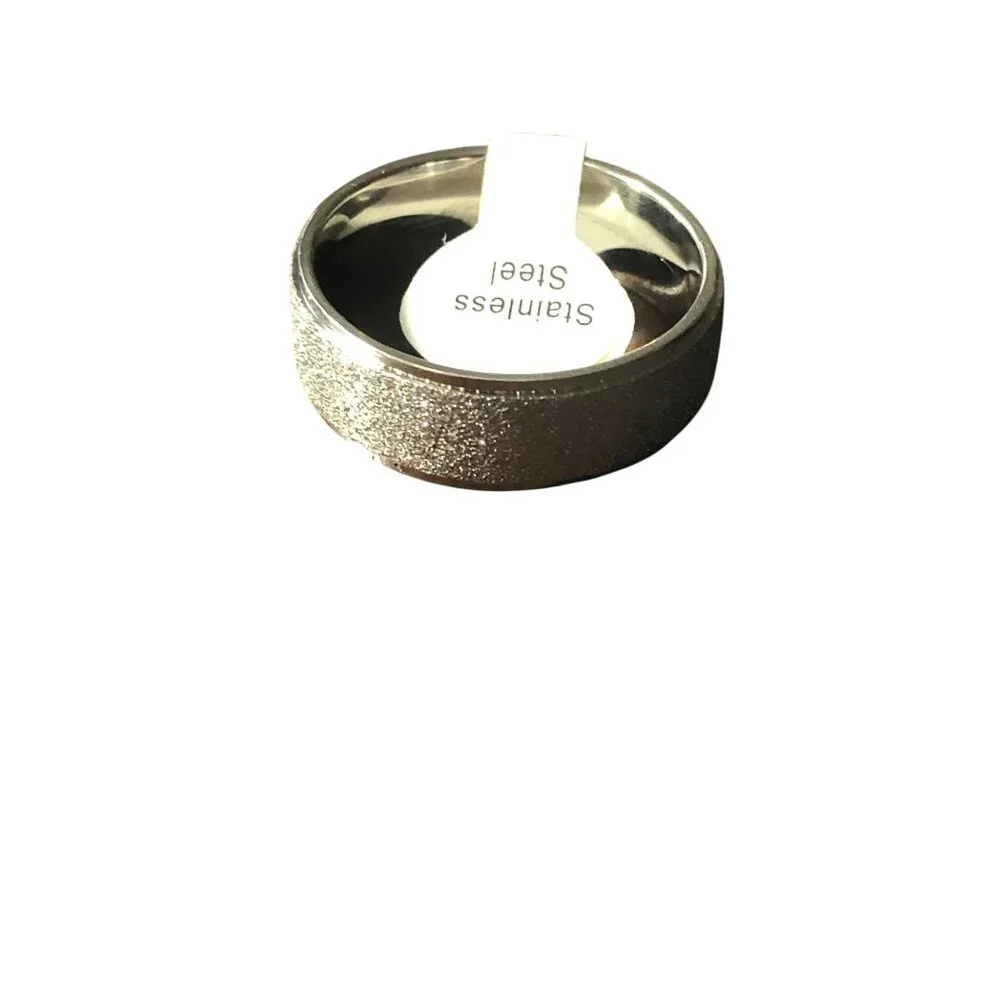 Matte Sliver‎ Stainless Steel Ring Unisex With Subtle Glitter Finish Comfortable